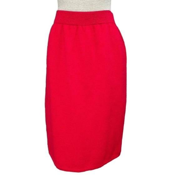 St. John Collection Skirt Women's 4 Red Santana Knit Pencil Straight - Picture 1 of 16